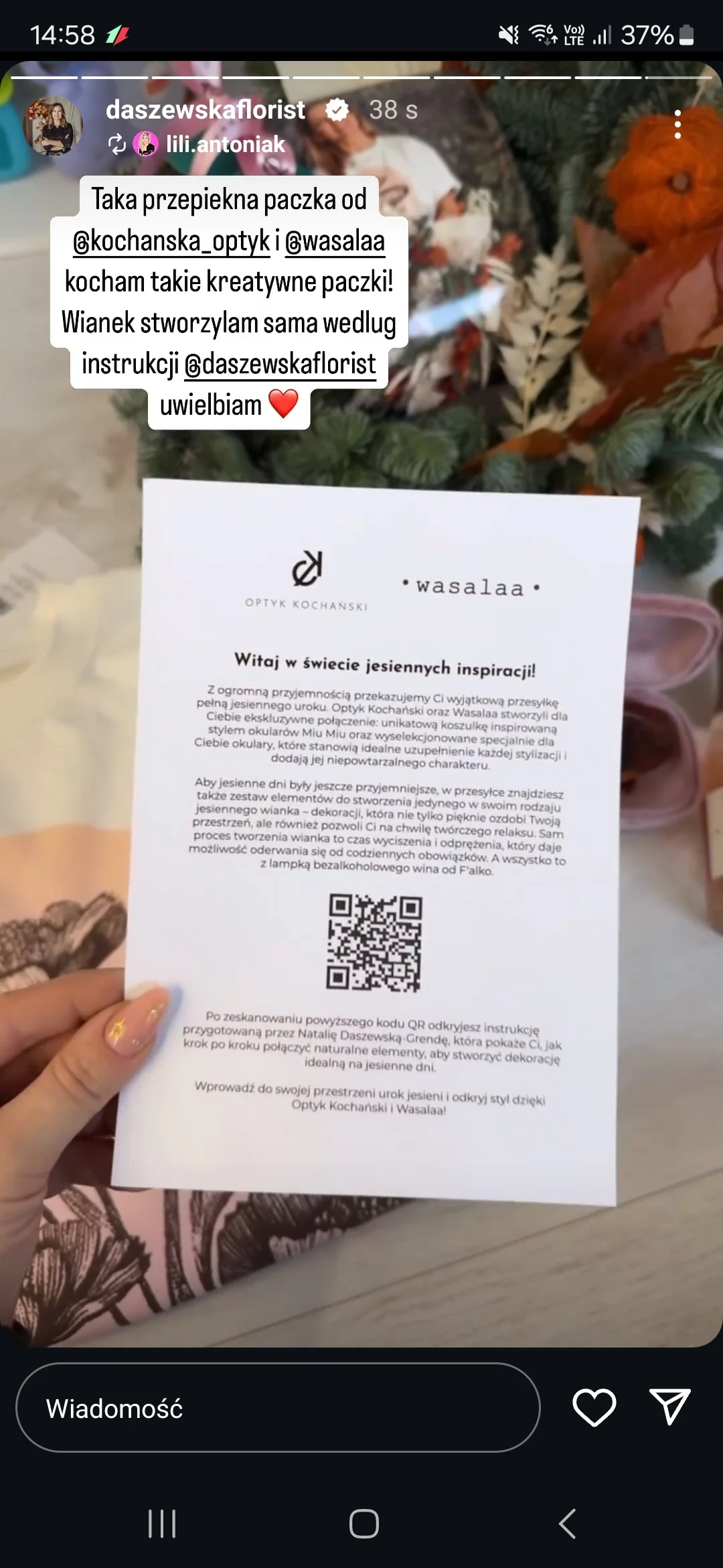 Materiały do wianka i druk z kodem QR w paczce seedingowej